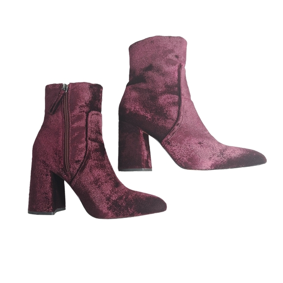 Steve Madden Women's Jaque Burgundy Velvet Ankle Boots 9M - Picture 8 of 15